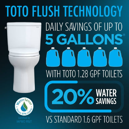 TOTO Drake Transitional Washlet C2 and 1.28 GPF Elongated Chair Height Toilet with Left Hand Lever