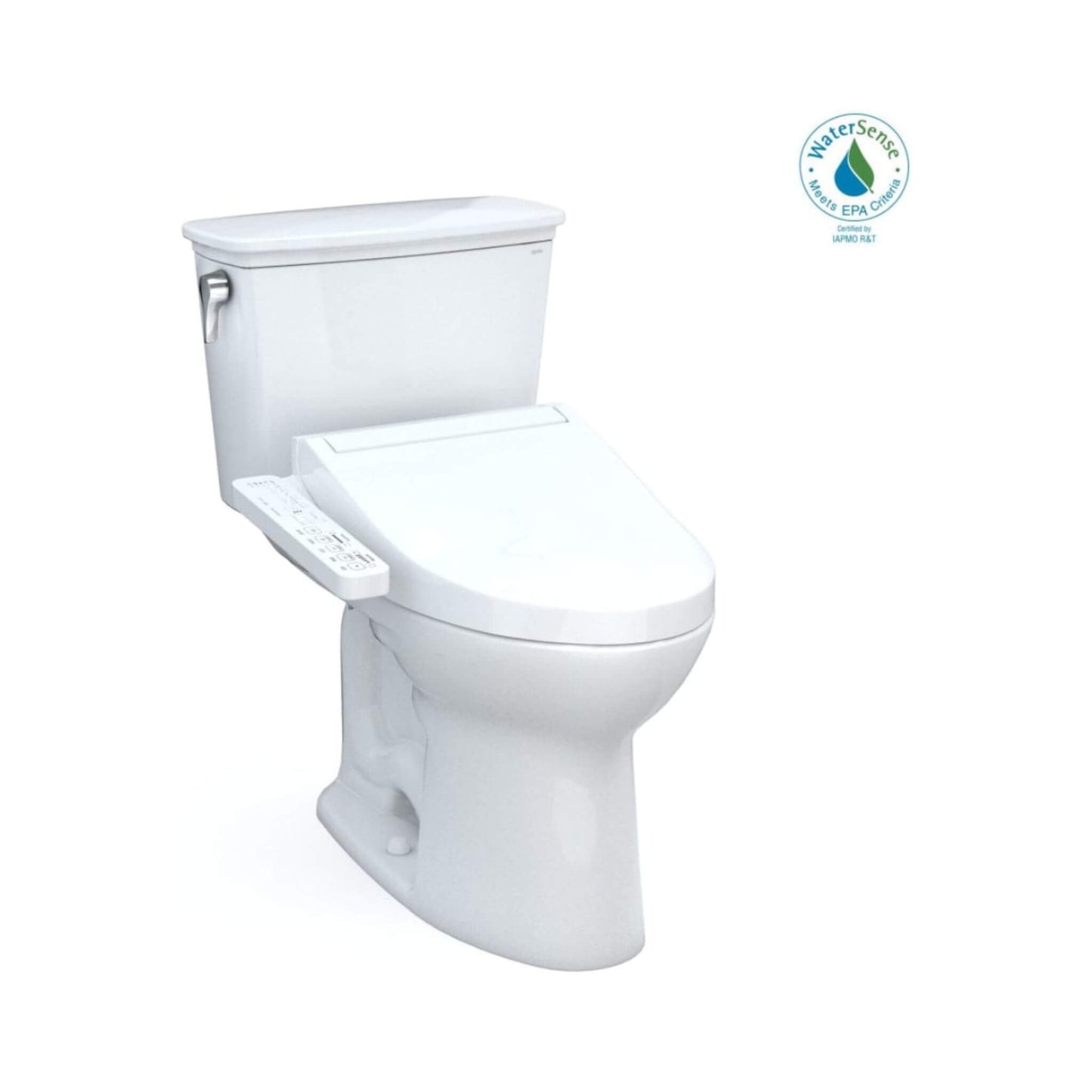 TOTO Drake Transitional Washlet C2 and 1.28 GPF Elongated Chair Height Toilet with Left Hand Lever