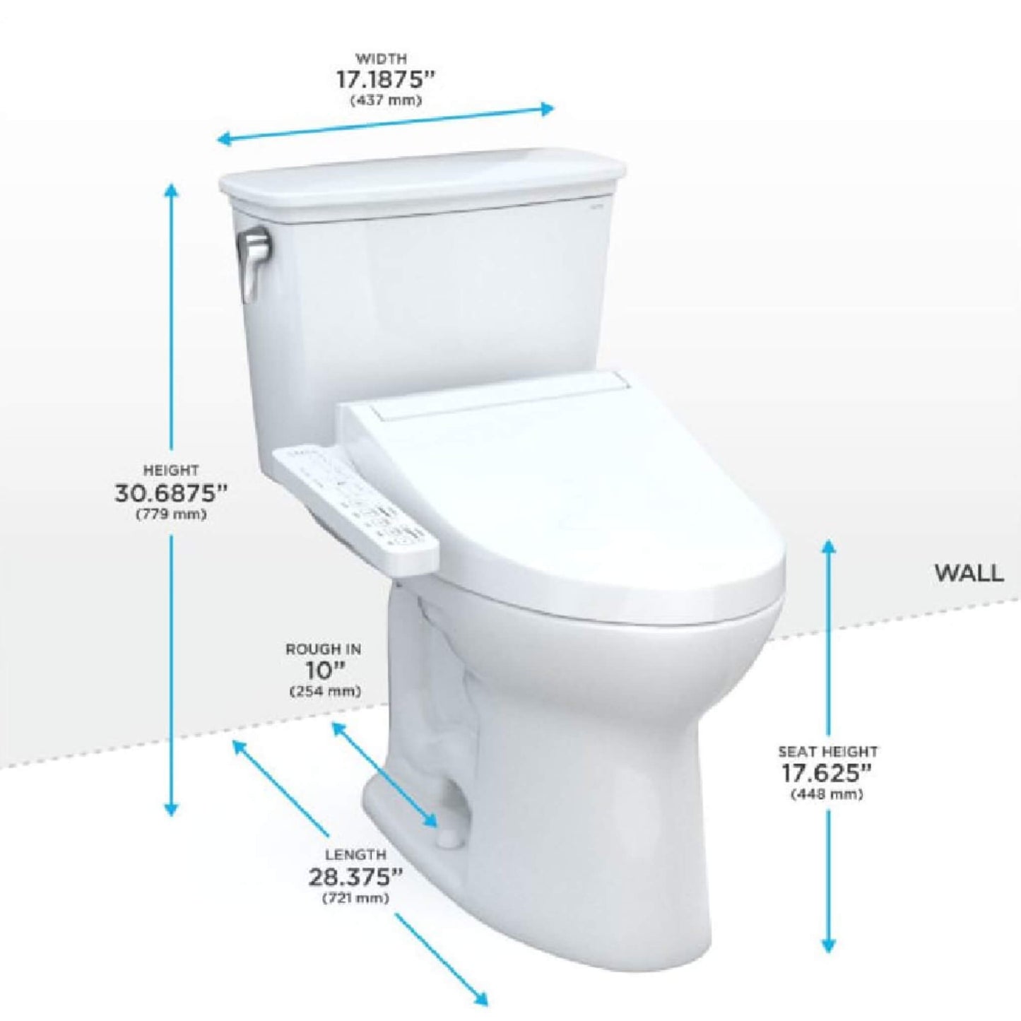 TOTO Drake Washlet C2 with 1.28 GPF Universal Height Bidet Toilet