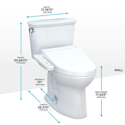 TOTO Drake Washlet C2 with 1.28 GPF Universal Height Bidet Toilet