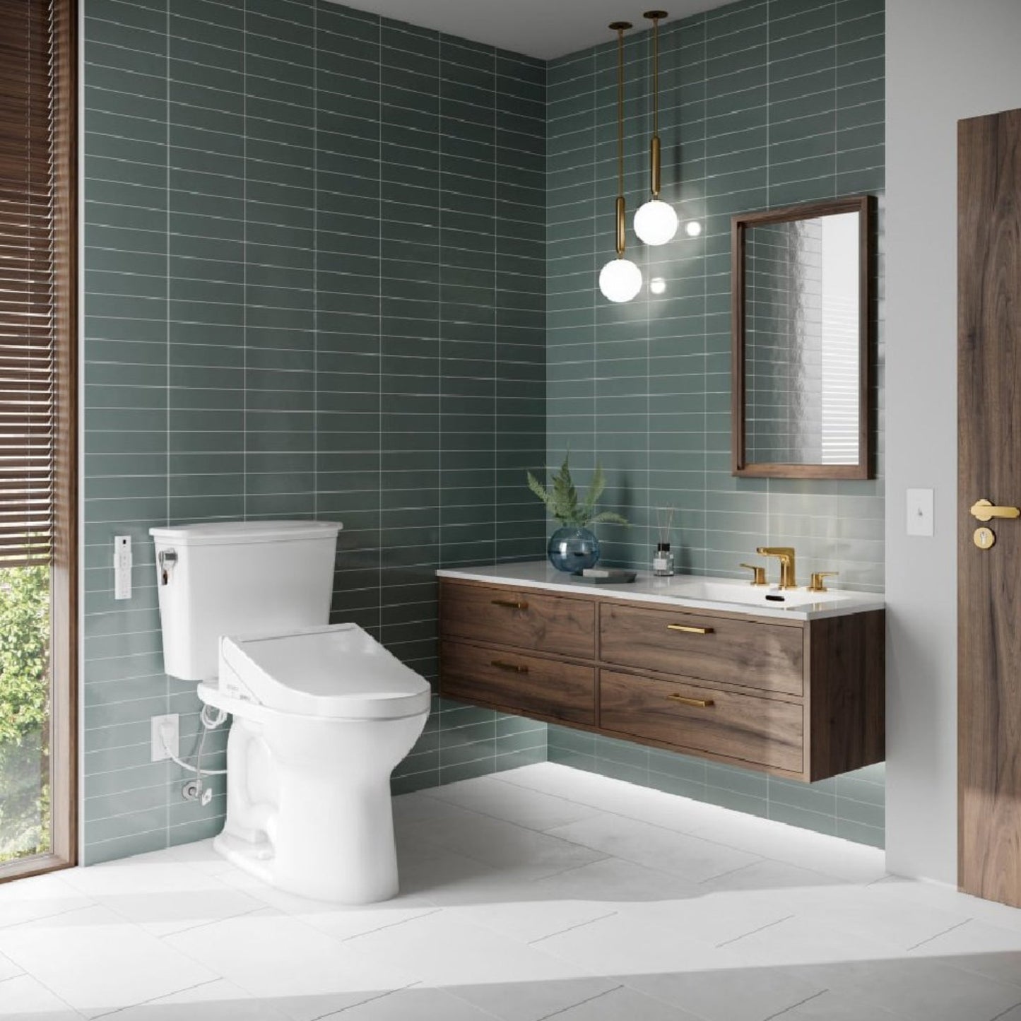 TOTO Drake Transitional Washlet C5 Bidet Seat with 1.28 GPF Universal Height Toilet