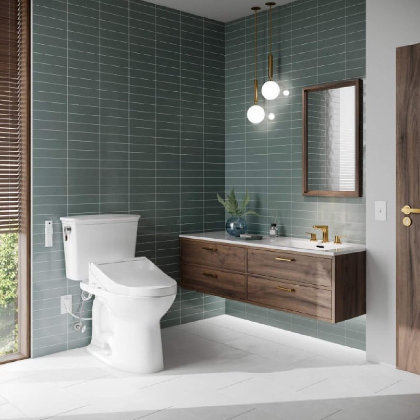 TOTO Drake Washlet C5 with 1.28 GPF Elongated Bidet Toilet with Left Hand Lever