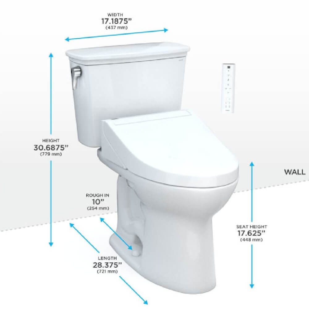TOTO Drake Washlet C5 with 1.28 GPF Elongated Bidet Toilet with Left Hand Lever