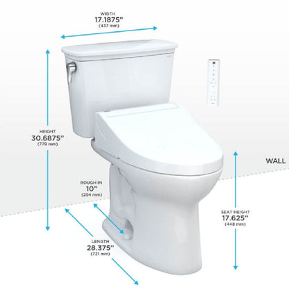 TOTO Drake Washlet C5 with 1.28 GPF Elongated Bidet Toilet with Left Hand Lever