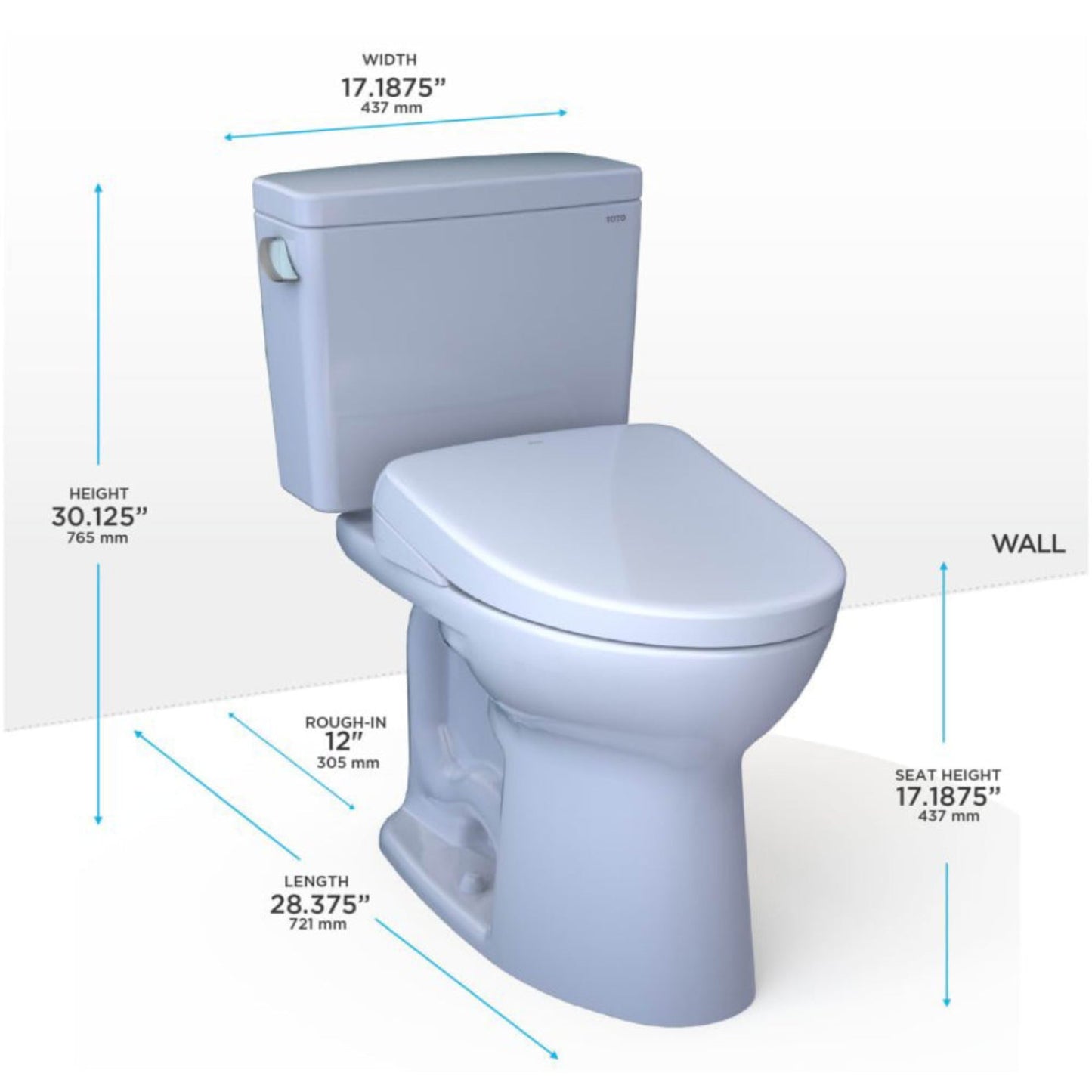 TOTO Drake 1.28 GPF Elongated Chair Height Toilet Seat with Transitional Washlet S7