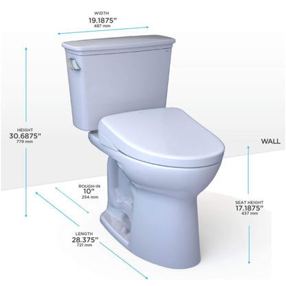 TOTO Drake Elongated Chair Height Transitional Toilet With S7 Bidet Seat and 10" Rough In