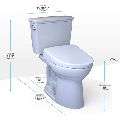 TOTO Drake 1.28 GPF Tornado Flush Washlet Toilet with S7 Bidet Seat