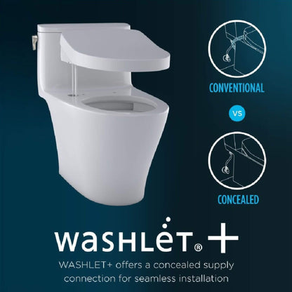 TOTO Drake 1.28 GPF Elongated Chair Height Toilet Seat with Transitional Washlet S7A