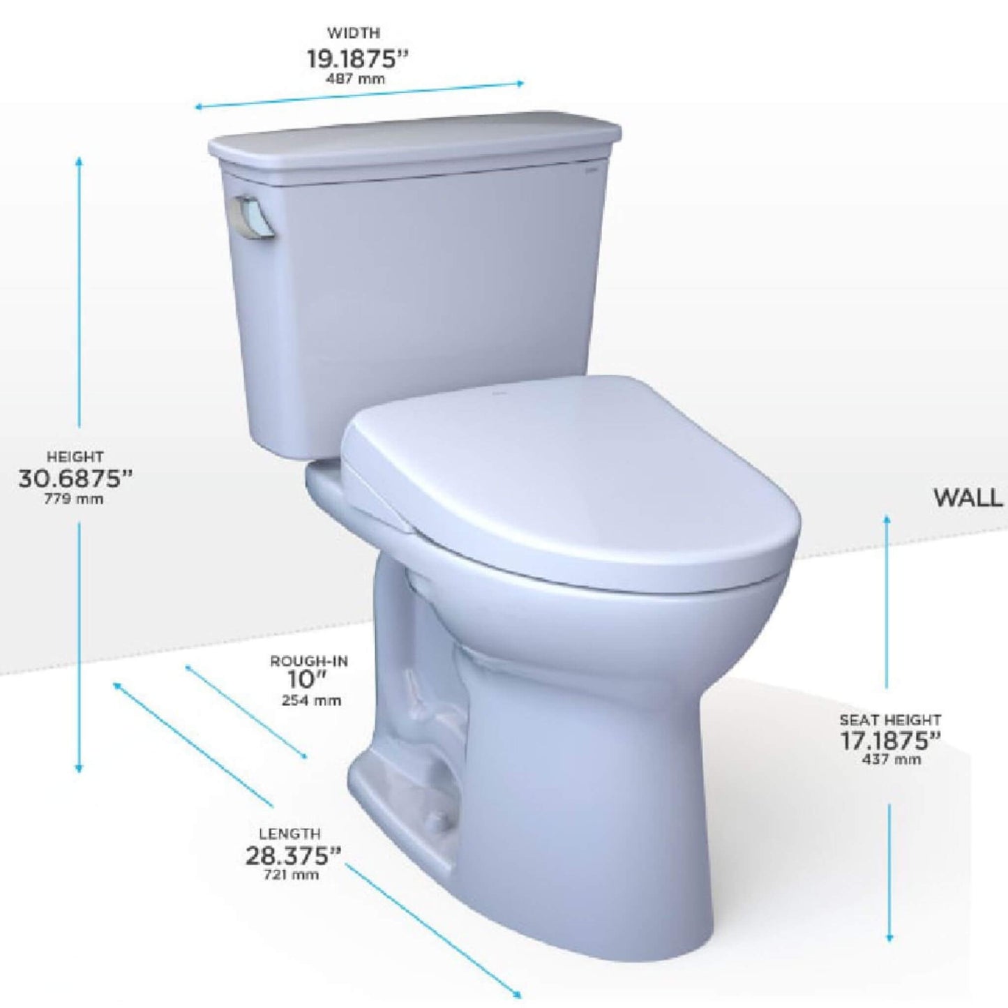 TOTO Drake Washlet S7A Open Bidet Seat and 1.28 GPF Universal Height Toilet with Warm Air Dryer