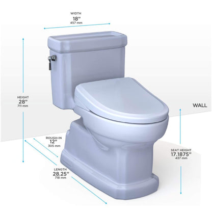 TOTO Guinevere 1.28 GPF Elongated Chair Height Toilet with Washlet+ S7A Tornado Auto Flush