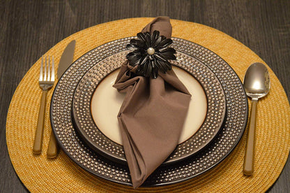 Vibhsa Black Floral Set of 4 Napkin Rings