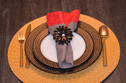 Vibhsa Black Floral Set of 4 Napkin Rings