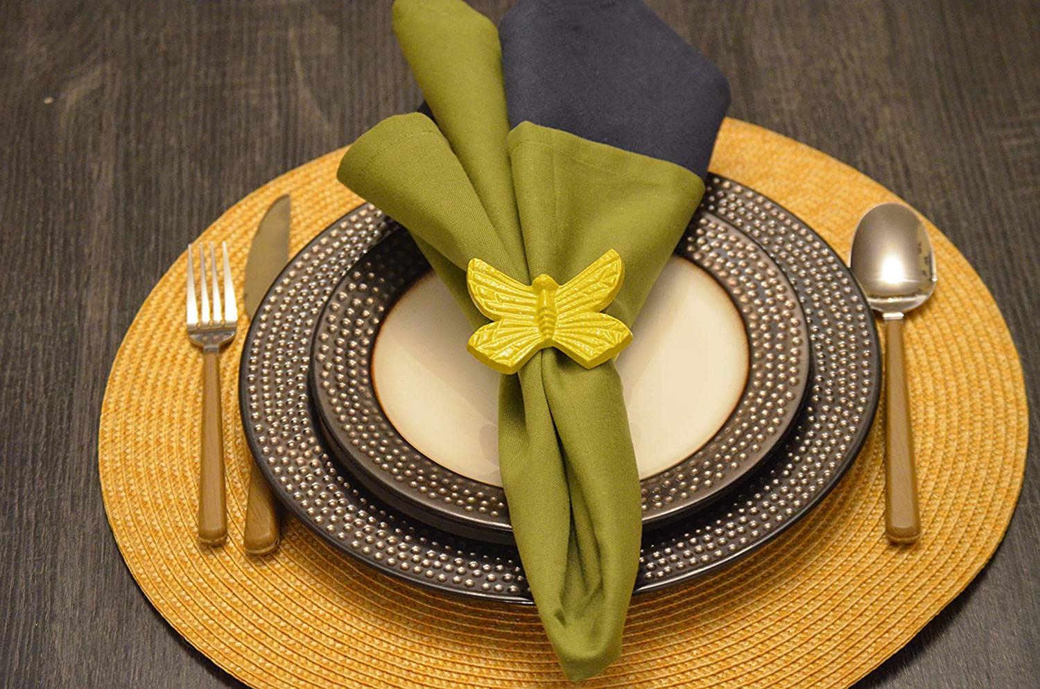 Vibhsa Butterfly Yellow Napkin Rings Set of 4 – FirePits.Store