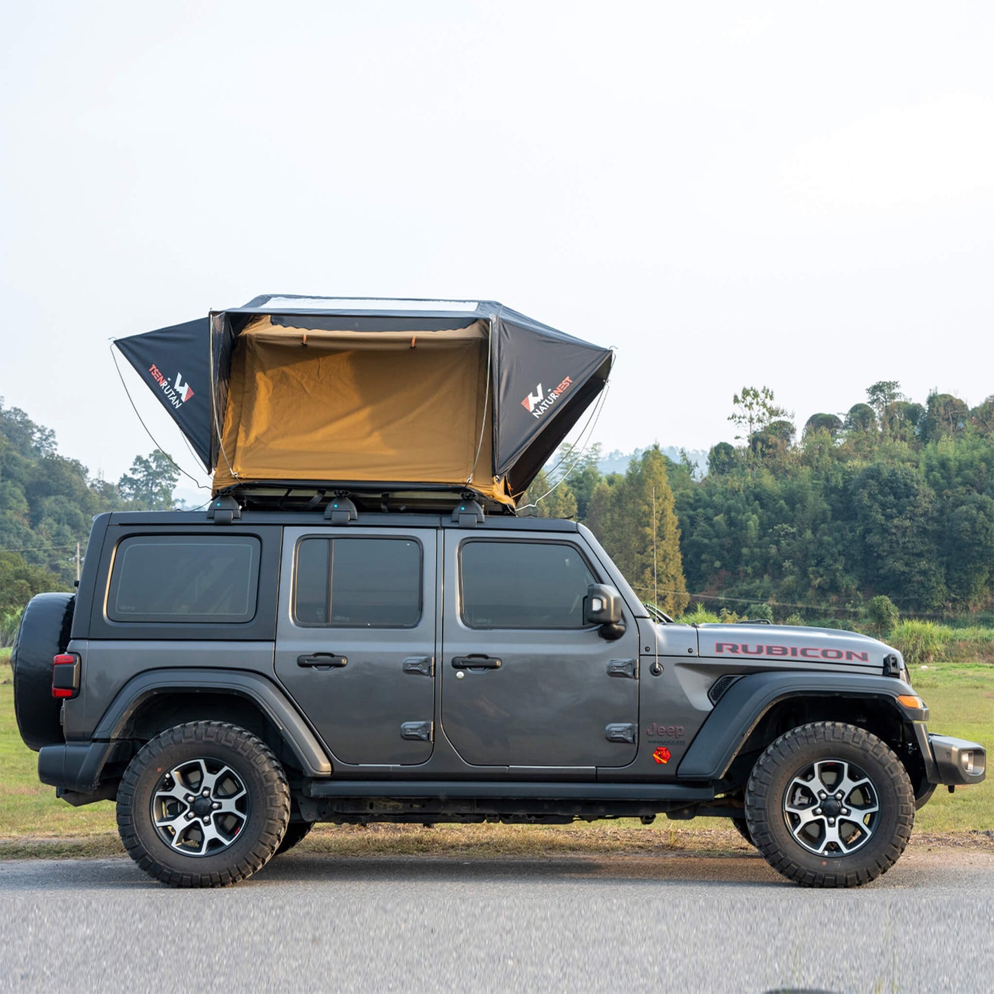 Naturnest Andromeda Khaki Soft Shell Rooftop Tent With Large Panoramic Skylight & YKK Doors