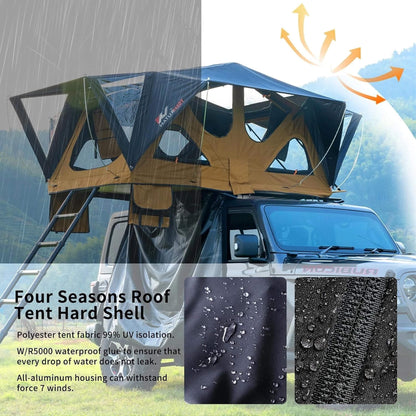 Naturnest Andromeda Khaki Soft Shell Rooftop Tent With Large Panoramic Skylight & YKK Doors