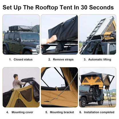 Naturnest Andromeda Khaki Soft Shell Rooftop Tent With Large Panoramic Skylight & YKK Doors