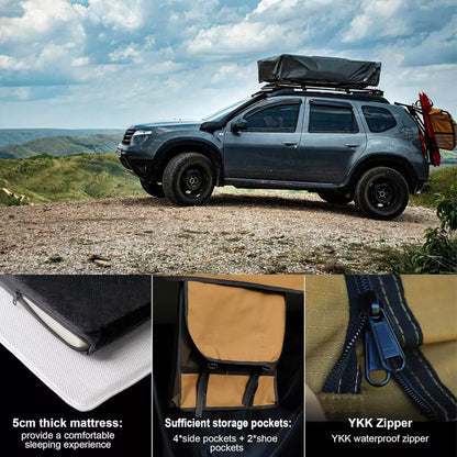 Naturnest Andromeda Khaki Soft Shell Rooftop Tent With Large Panoramic Skylight & YKK Doors