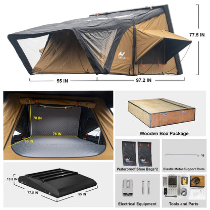 Naturnest Sirius 3 Premium 2XL 3-Person Clamshell Rooftop Tent