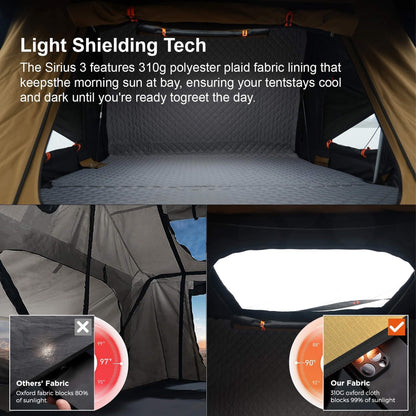 Naturnest Sirius 3 Premium 2XL 3-Person Clamshell Rooftop Tent