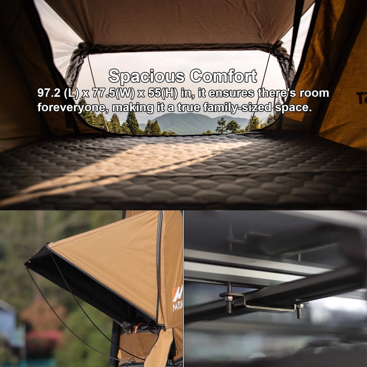 Naturnest Sirius 3 Premium 2XL 3-Person Clamshell Rooftop Tent