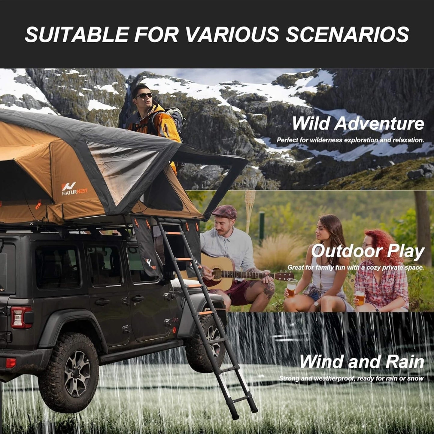 Naturnest Sirius 3 Premium 2XL 3-Person Clamshell Rooftop Tent
