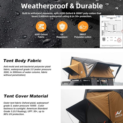 Naturnest Sirius 3 Premium 2XL 3-Person Clamshell Rooftop Tent