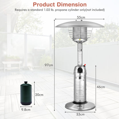 11 000 BTU Portable Tabletop Propane Patio Standing Heater-Black