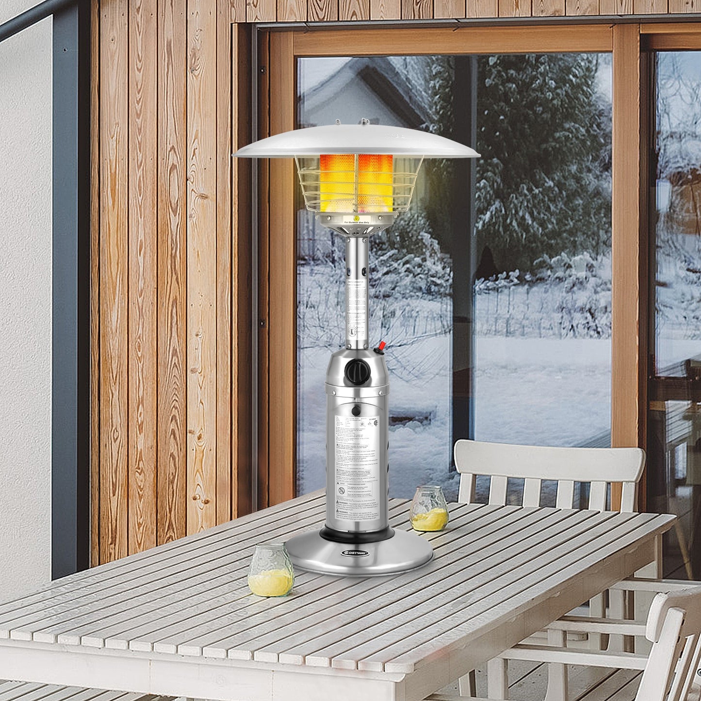 11 000 BTU Portable Tabletop Propane Patio Standing Heater-Black