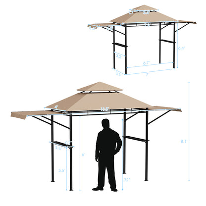 13.5 x 4 Feet Patio BBQ Grill Gazebo Canopy with Dual Side Awning