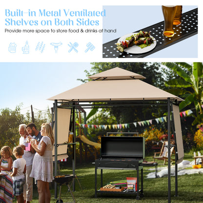 13.5 x 4 Feet Patio BBQ Grill Gazebo Canopy with Dual Side Awning