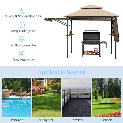13.5 x 4 Feet Patio BBQ Grill Gazebo Canopy with Dual Side Awning