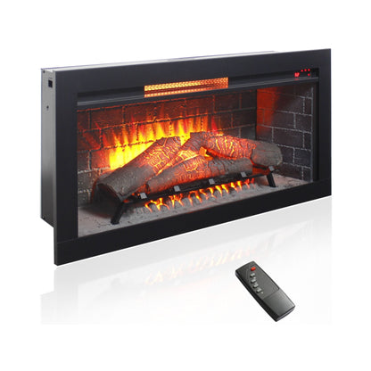 Nuvia 36-Inch Electric Antique Black Touch Panel Infrared Fireplace Insert with Removable Trim Kit