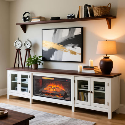 Nuvia 36-Inch Electric Antique Black Touch Panel Infrared Fireplace Insert with Removable Trim Kit