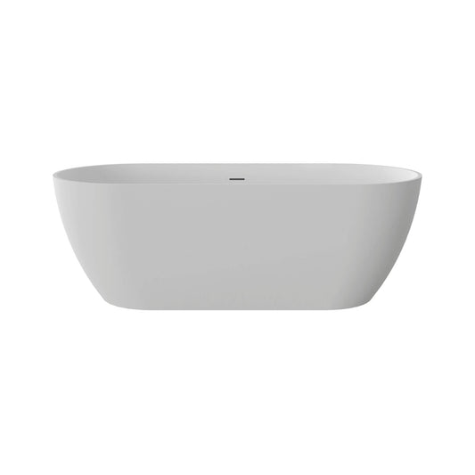 Nuvia 59-Inch Luxury Solid Surface Matte White Freestanding Soaking Tub