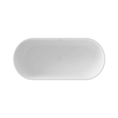 Nuvia 59-Inch Luxury Solid Surface Matte White Freestanding Soaking Tub