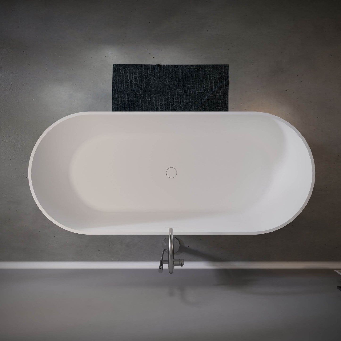 Nuvia 59-Inch Luxury Solid Surface Matte White Freestanding Soaking Tub