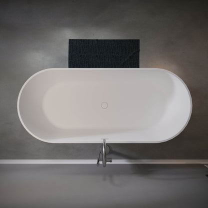 Nuvia 59-Inch Luxury Solid Surface Matte White Freestanding Soaking Tub