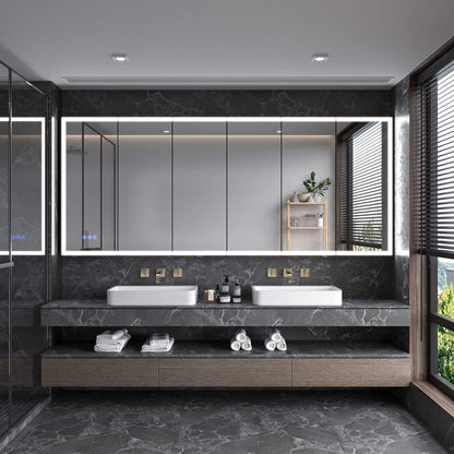 96" x 40" Nuvia Wall-Mounted Medicine Cabinet Mirror With Anti-Fog And Tri-Color LED Lights
