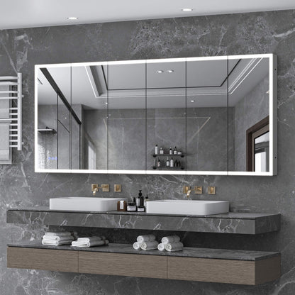 96" x 40" Nuvia Wall-Mounted Medicine Cabinet Mirror With Anti-Fog And Tri-Color LED Lights