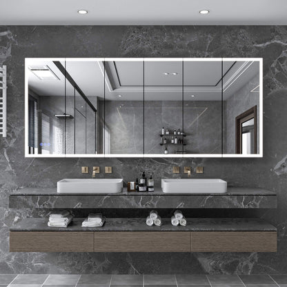 96" x 40" Nuvia Wall-Mounted Medicine Cabinet Mirror With Anti-Fog And Tri-Color LED Lights