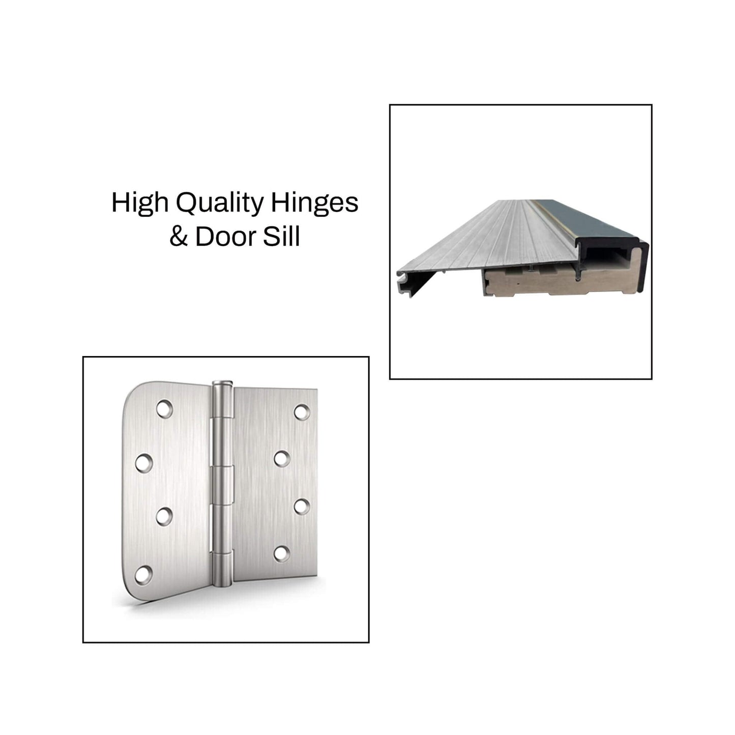 36" x 80" Inch Nuvia Black Modern Left Inswing Fiberglass Front Door with Frosted Glass [4-9/16 Frame]