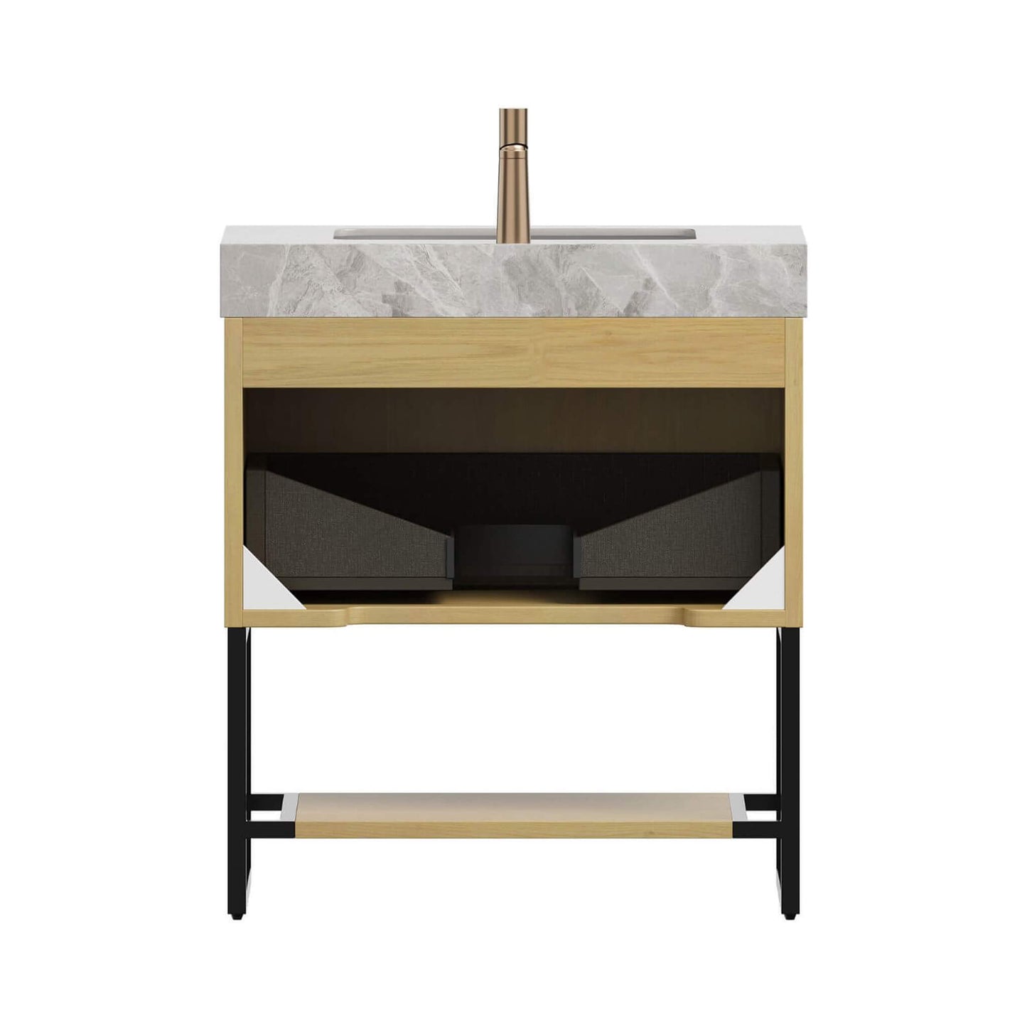 Nuvia Luxury 30-Inch Corolla Oak Freestanding Bathroom Vanity With Sink And Storage