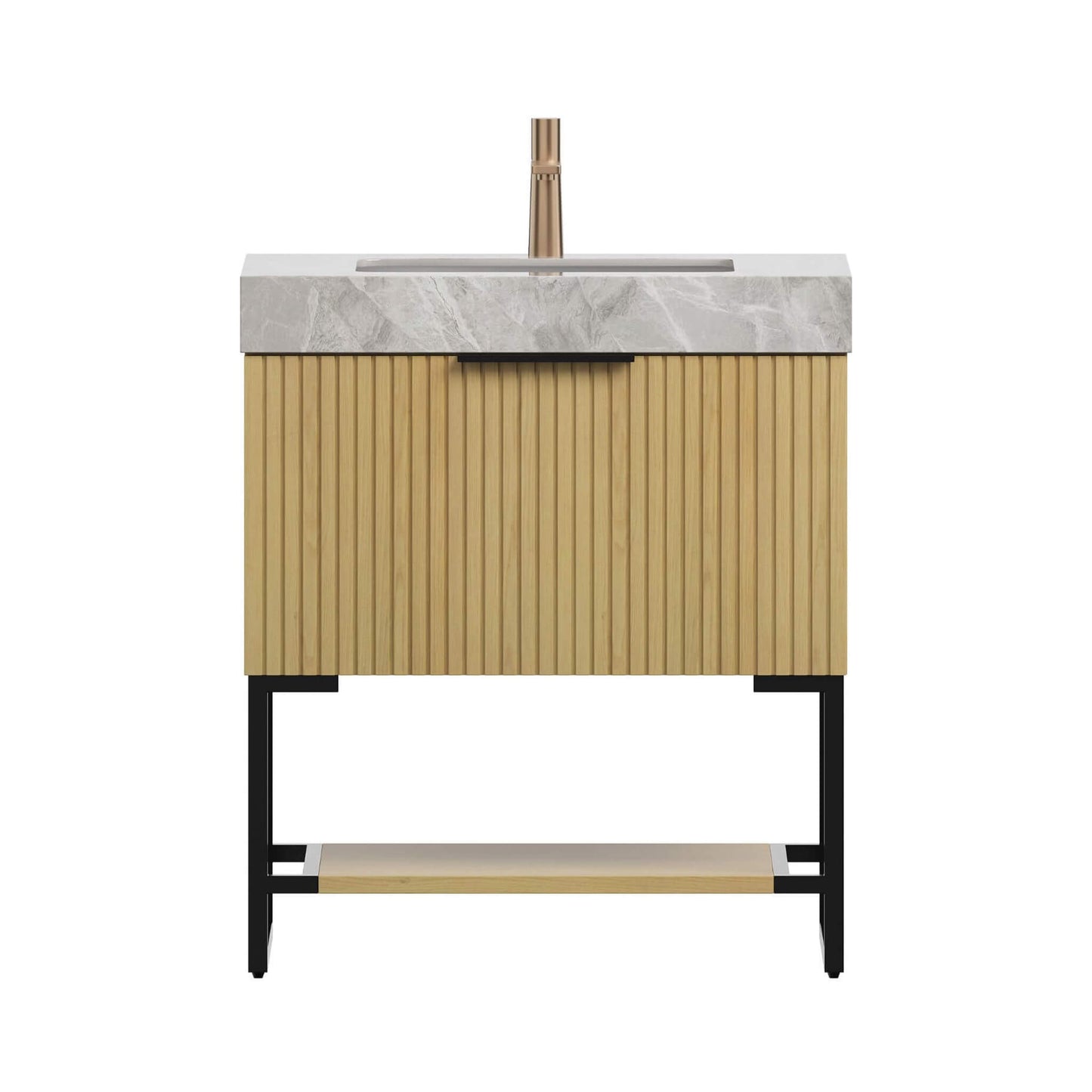 Nuvia Luxury 30-Inch Corolla Oak Freestanding Bathroom Vanity With Sink And Storage