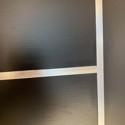 36" x 80" Inch Nuvia Modern Frosted Glass Black Fiberglass Front Door with Right Inswing