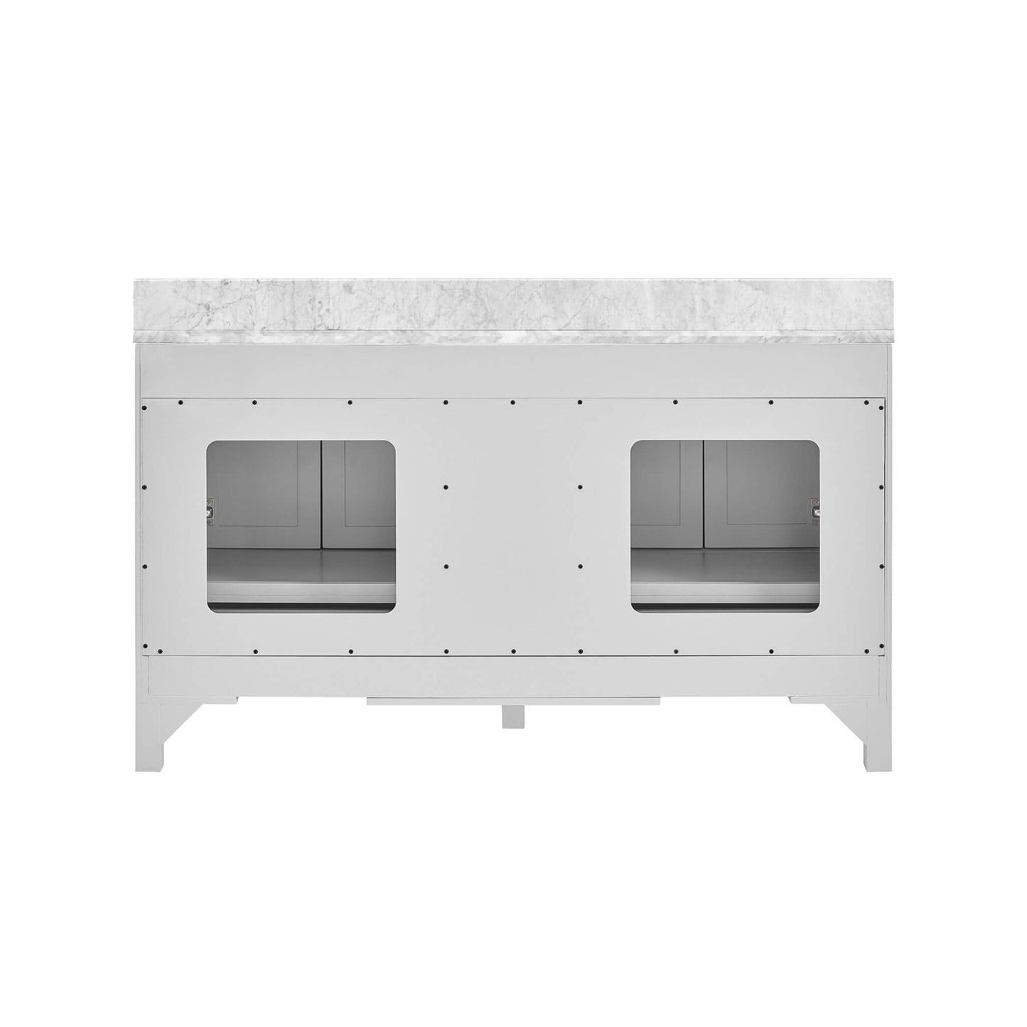 Nuvia Premium 60-Inch Freestanding Double Sink Bathroom Vanity With Carrara Marble Top