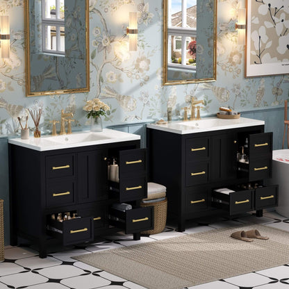 Nuvia Premium 72-Inch Bathroom Vanity Set With Resin Sink And Soft-Close Drawers [Faucet Not Included]