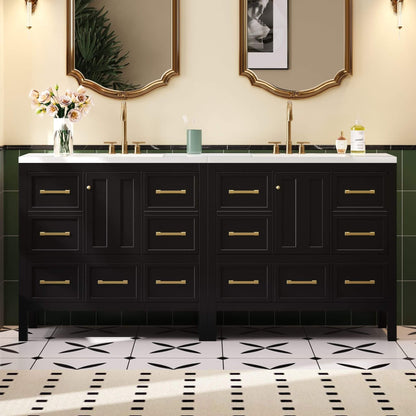Nuvia Premium 72-Inch Bathroom Vanity Set With Resin Sink And Soft-Close Drawers [Faucet Not Included]