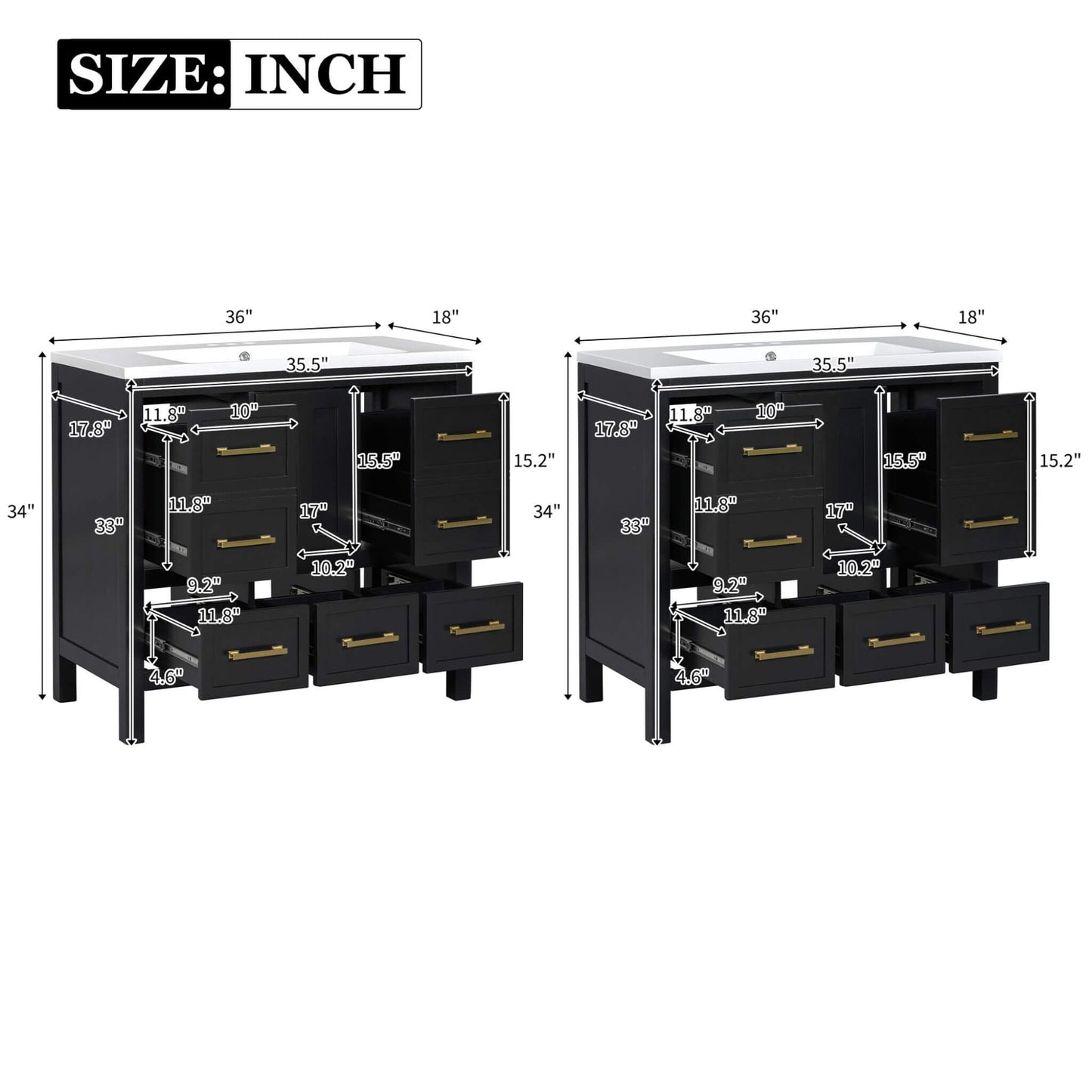 Nuvia Premium 72-Inch Bathroom Vanity Set With Resin Sink And Soft-Close Drawers [Faucet Not Included]