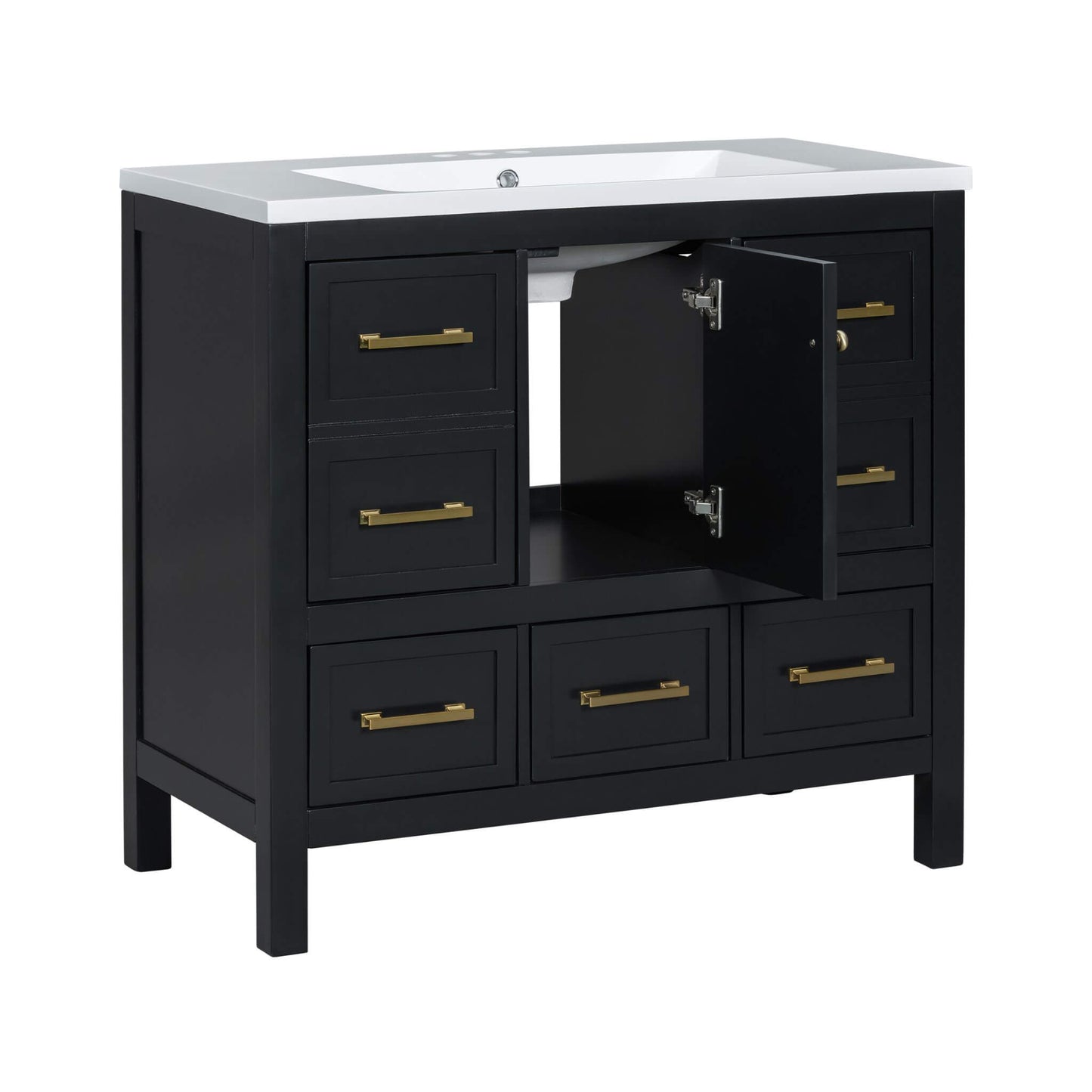 Nuvia Premium 72-Inch Bathroom Vanity Set With Resin Sink And Soft-Close Drawers [Faucet Not Included]