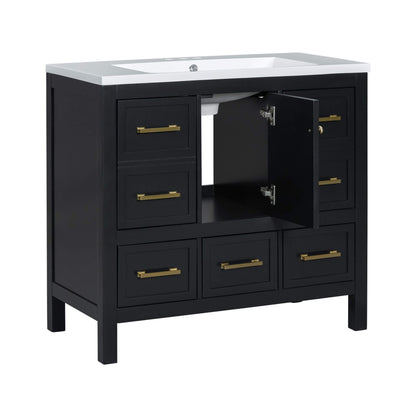 Nuvia Premium 72-Inch Bathroom Vanity Set With Resin Sink And Soft-Close Drawers [Faucet Not Included]